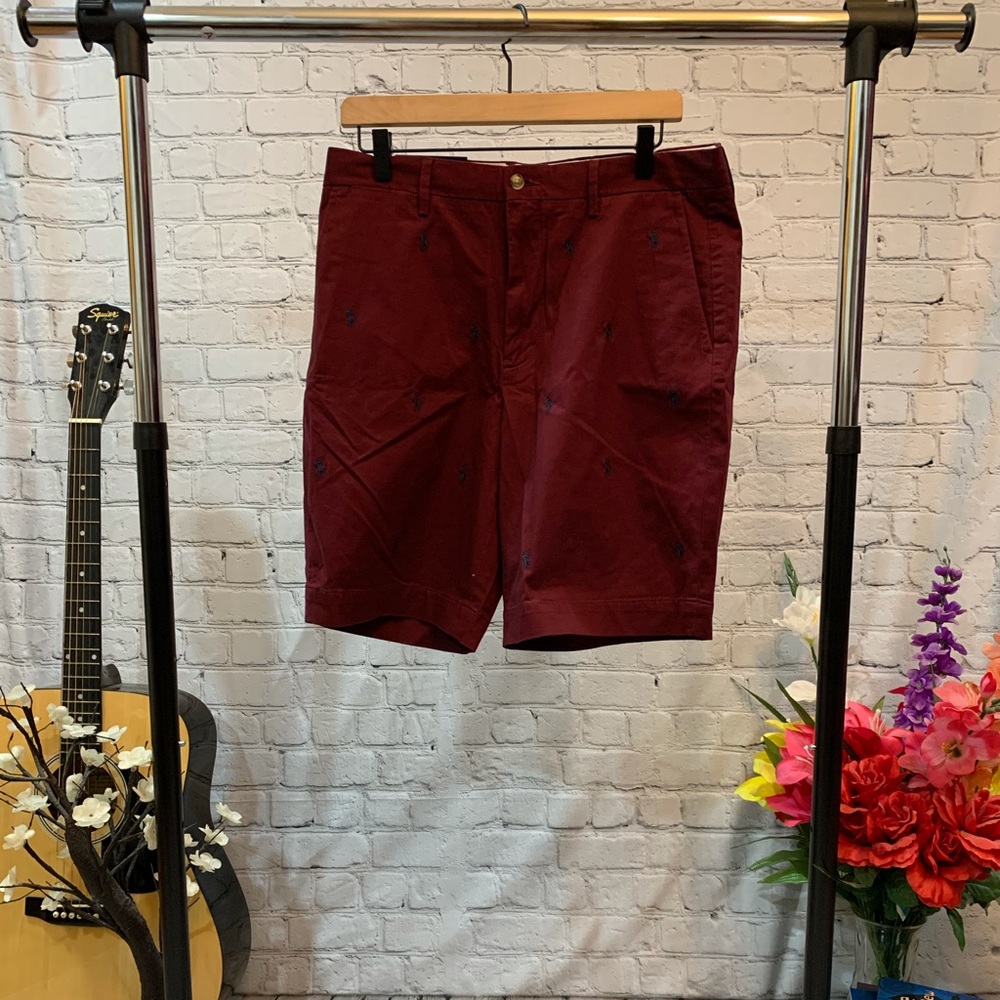 Polo Ralph Lauren All Over Pony Shorts Maroon